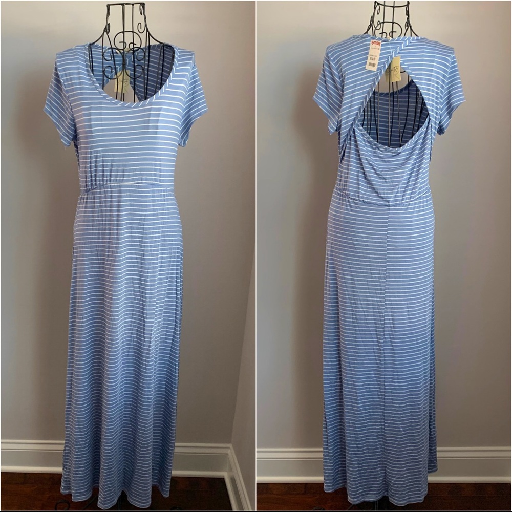 💙 NWT Olivia Rae Blue Striped Maxi Dress 💙
